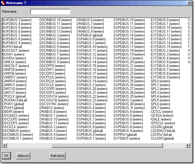 BAE Version 6.0: Schaltplaneditor Dialog - Neuer Label - Projektweite Netz&uuml;bersicht bei der Netznamensauswahl
